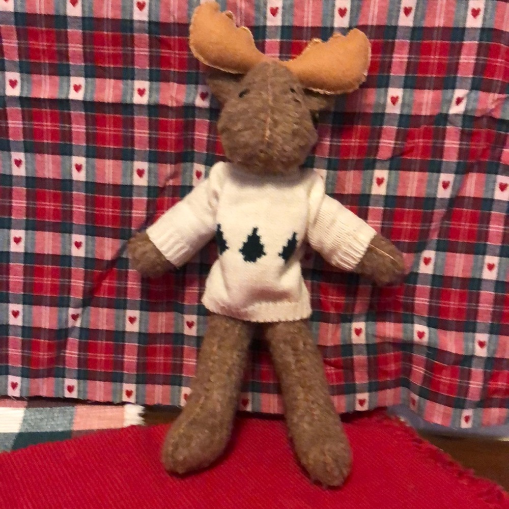 Hand sewn stuffed holiday moose